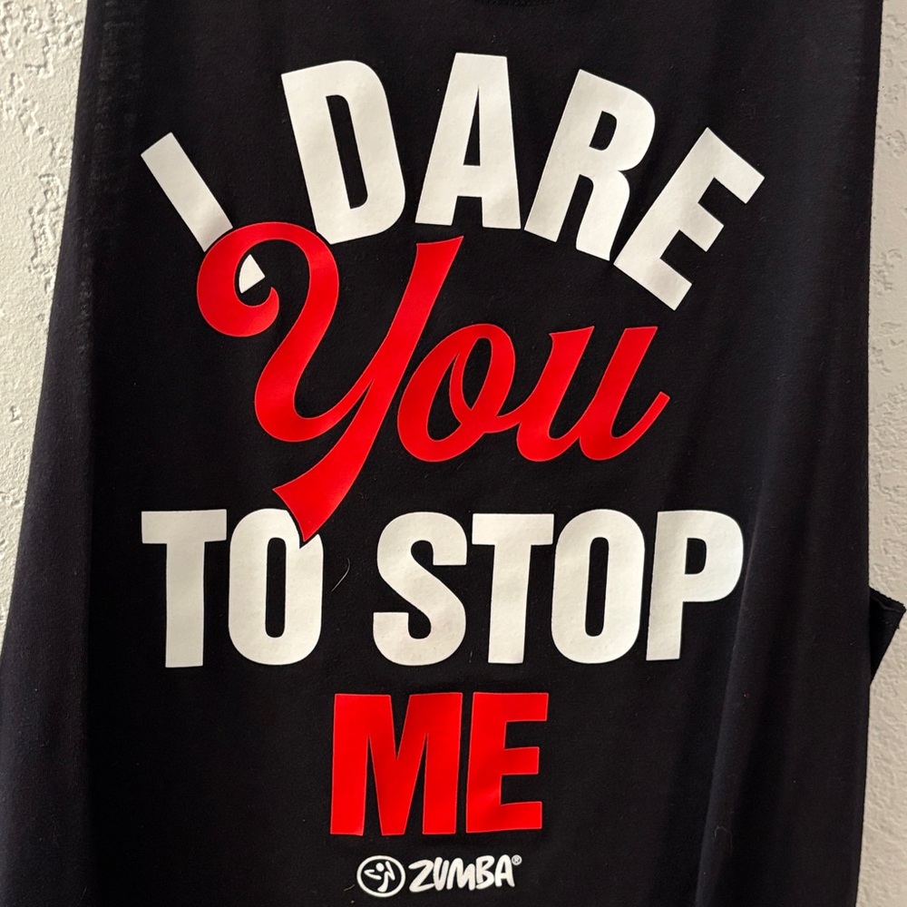 Zumba Fitness Black Tank with Red and White Text - Picture 2 of 5